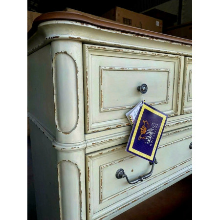 BV1809 - CH : Tủ 6 Ngăn Kéo Giả Cổ - Màu Trắng Kem 